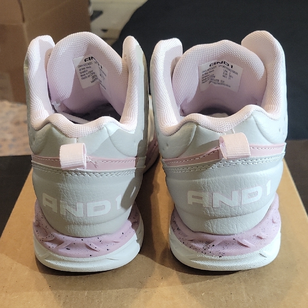 AND1 Assist 6.0 "Pink White & Grey" Sneakers Girls 3.5 Boys 2Y NWT - Picture 5 of 10